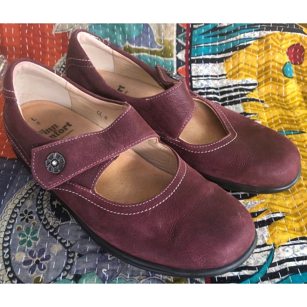 Finn Comfort Salo Rocker Mary Jane Shoes Womens US 8 burgundy Germany